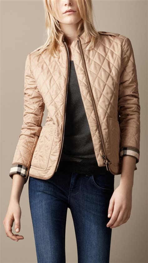 burberry brit diamond quilt jacket|burberry diamond quilted fitted jacket.